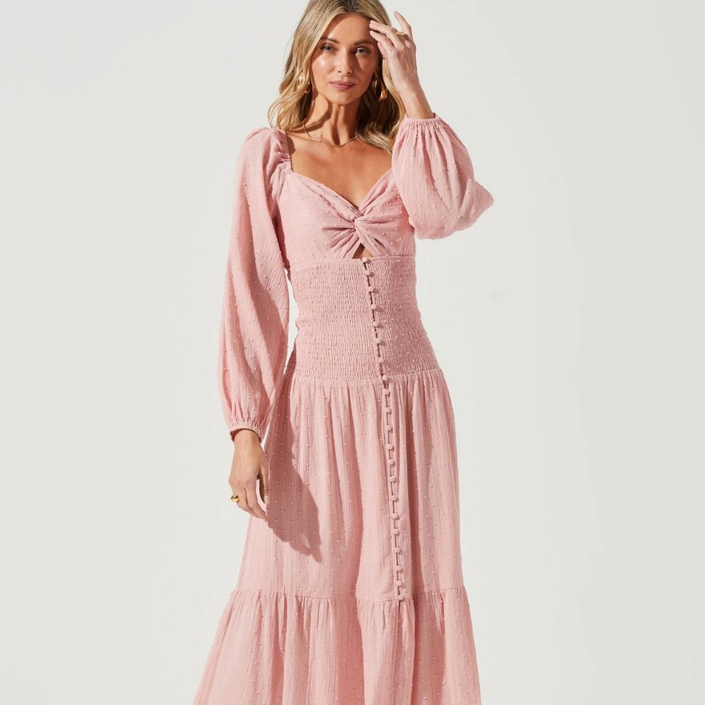 ASTR the Label Twist Bust Long Sleeve Midi Dress